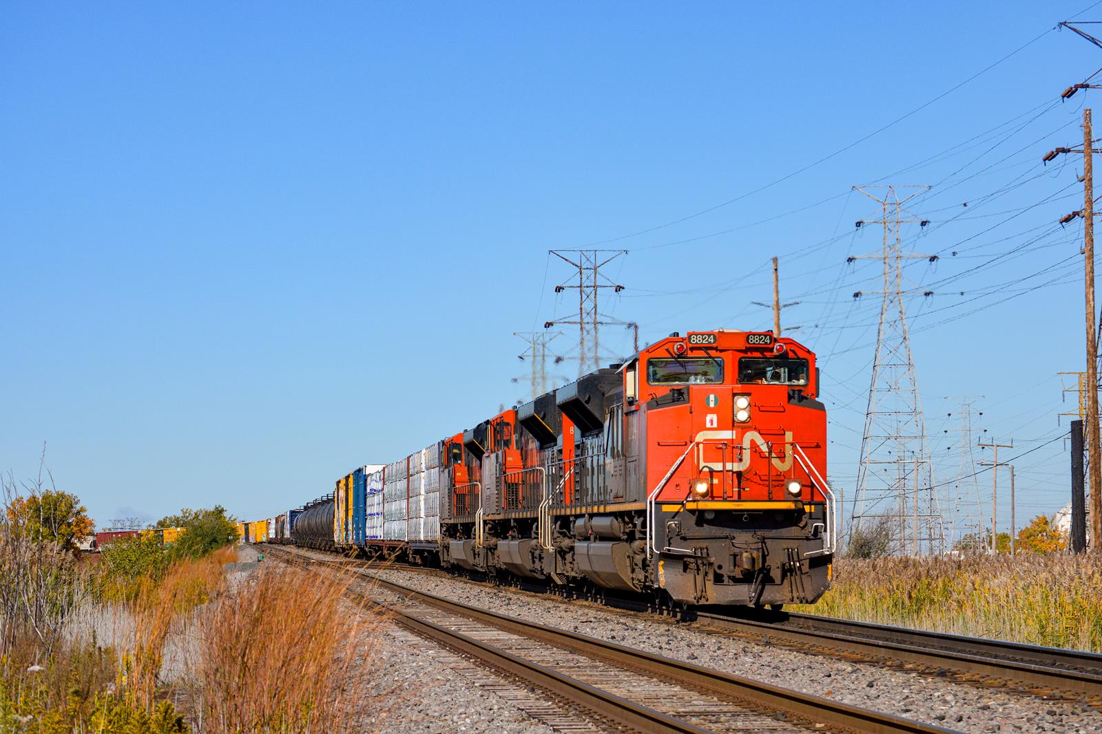 8824 is a class SD70M-2  and  is pictured in Gary , Indiana, United States.  This was taken along the Lake Front Subdivision  on the Canadian National Railway. Photo Copyright: Ashton  Stasko  uploaded to Railroad Gallery on 11/11/2022. This photograph of 8824 was taken on Saturday, October 15, 2022. All Rights Reserved. 