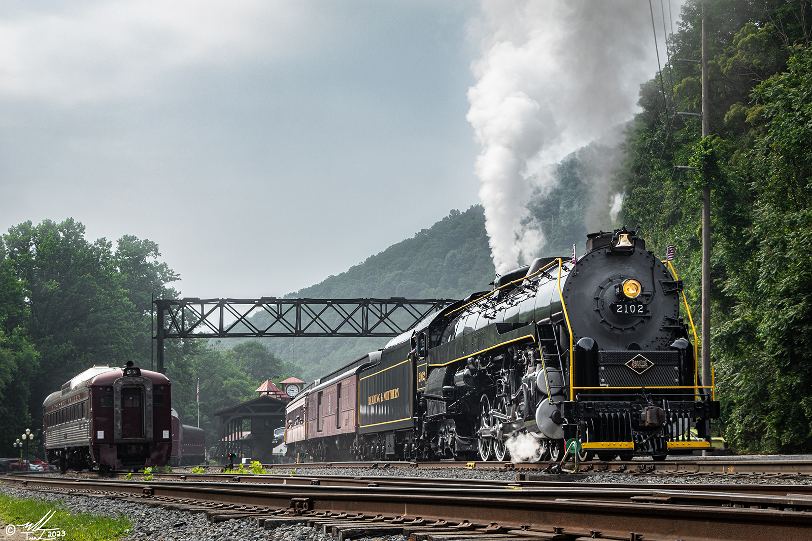 RDG 2102 is a class T-1 and  is pictured in Port Clinton, Pennsylvania, USA.  This was taken along the Port Clinton on the Reading Company. Photo Copyright: Mark Turkovich uploaded to Railroad Gallery on 07/01/2023. This photograph of RDG 2102 was taken on Saturday, July 01, 2023. All Rights Reserved. 