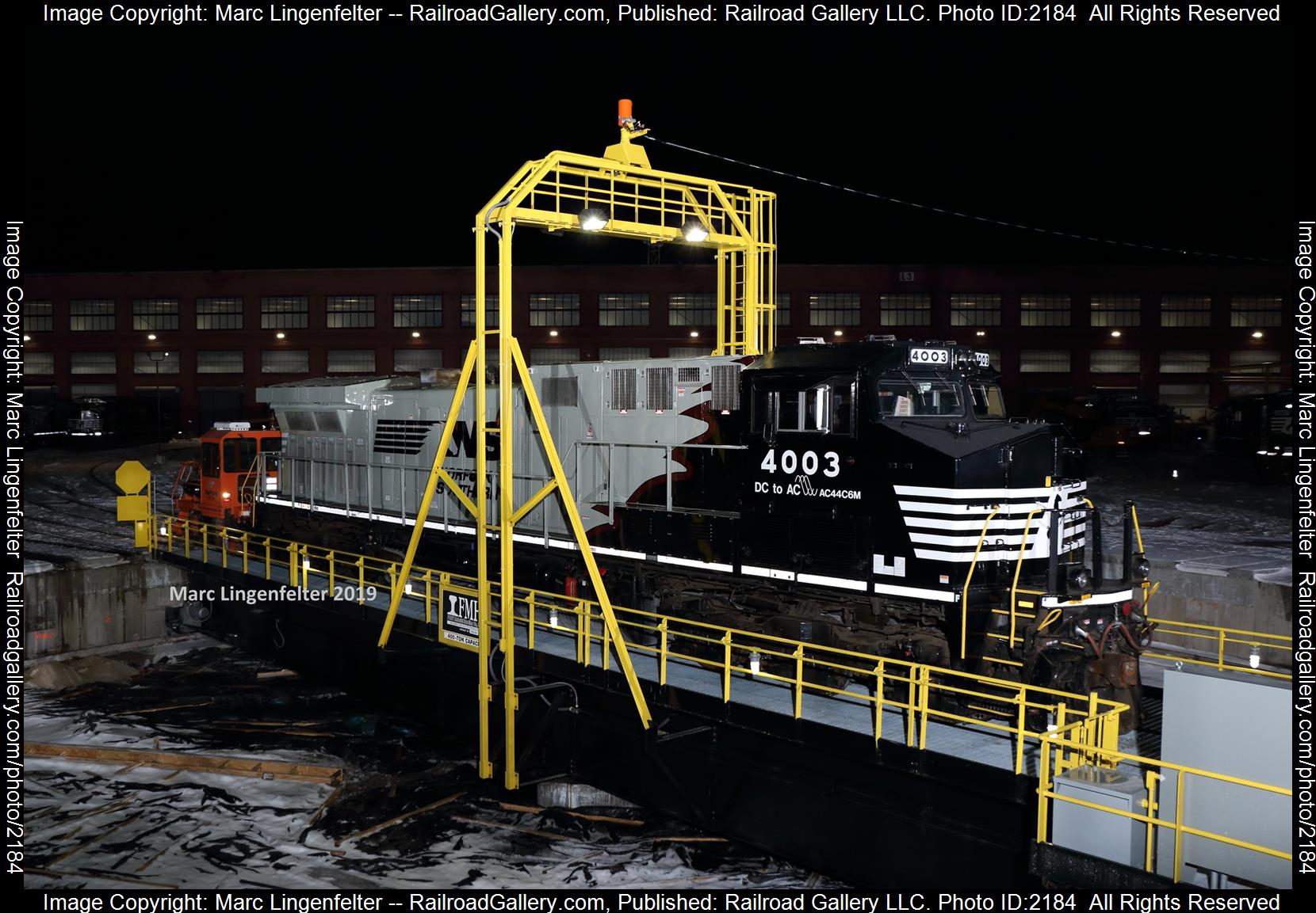 NS 4003 is a class NS AC44C6M and  is pictured in Altoona, Pennsylvania, USA.  This was taken along the NS Pittsburgh Line on the Norfolk Southern. Photo Copyright: Marc Lingenfelter uploaded to Railroad Gallery on 07/02/2023. This photograph of NS 4003 was taken on Saturday, February 02, 2019. All Rights Reserved. 