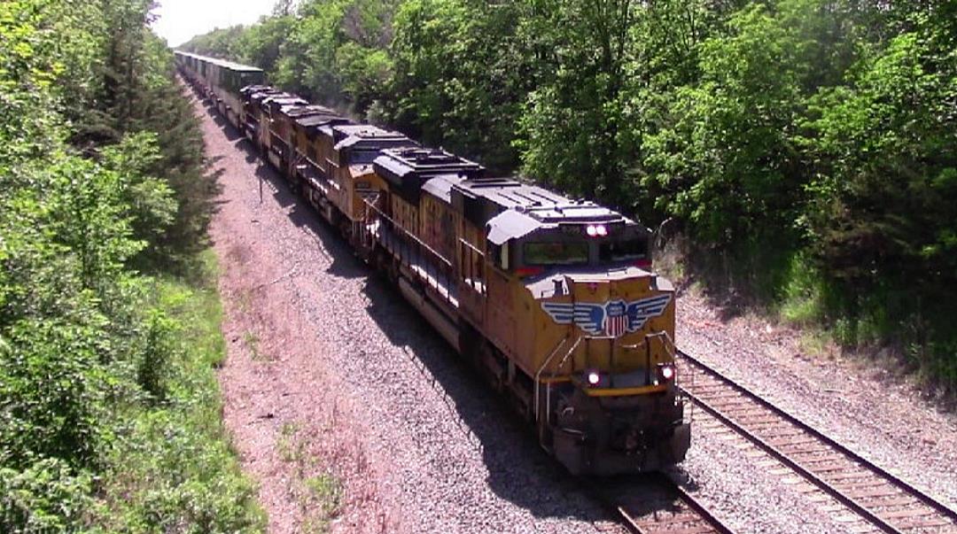 UP 8386 is a class EMD SD70ACe and  is pictured in Gibbs, Missouri, USA.  This was taken along the BNSF Marceline subdivision on the Union Pacific Railroad. Photo Copyright: Blaise Lambert uploaded to Railroad Gallery on 07/04/2023. This photograph of UP 8386 was taken on Friday, May 26, 2023. All Rights Reserved. 