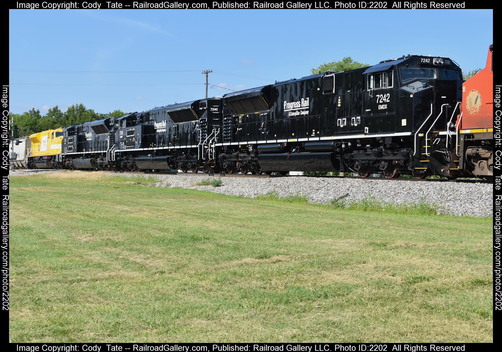 PRLX 7242 is a class SD70ACe tier 4 and  is pictured in Richview , Illinois, USA.  This was taken along the Centralia subdivision  on the Canadian National Railway. Photo Copyright: Cody  Tate uploaded to Railroad Gallery on 07/07/2023. This photograph of PRLX 7242 was taken on Thursday, July 06, 2023. All Rights Reserved. 