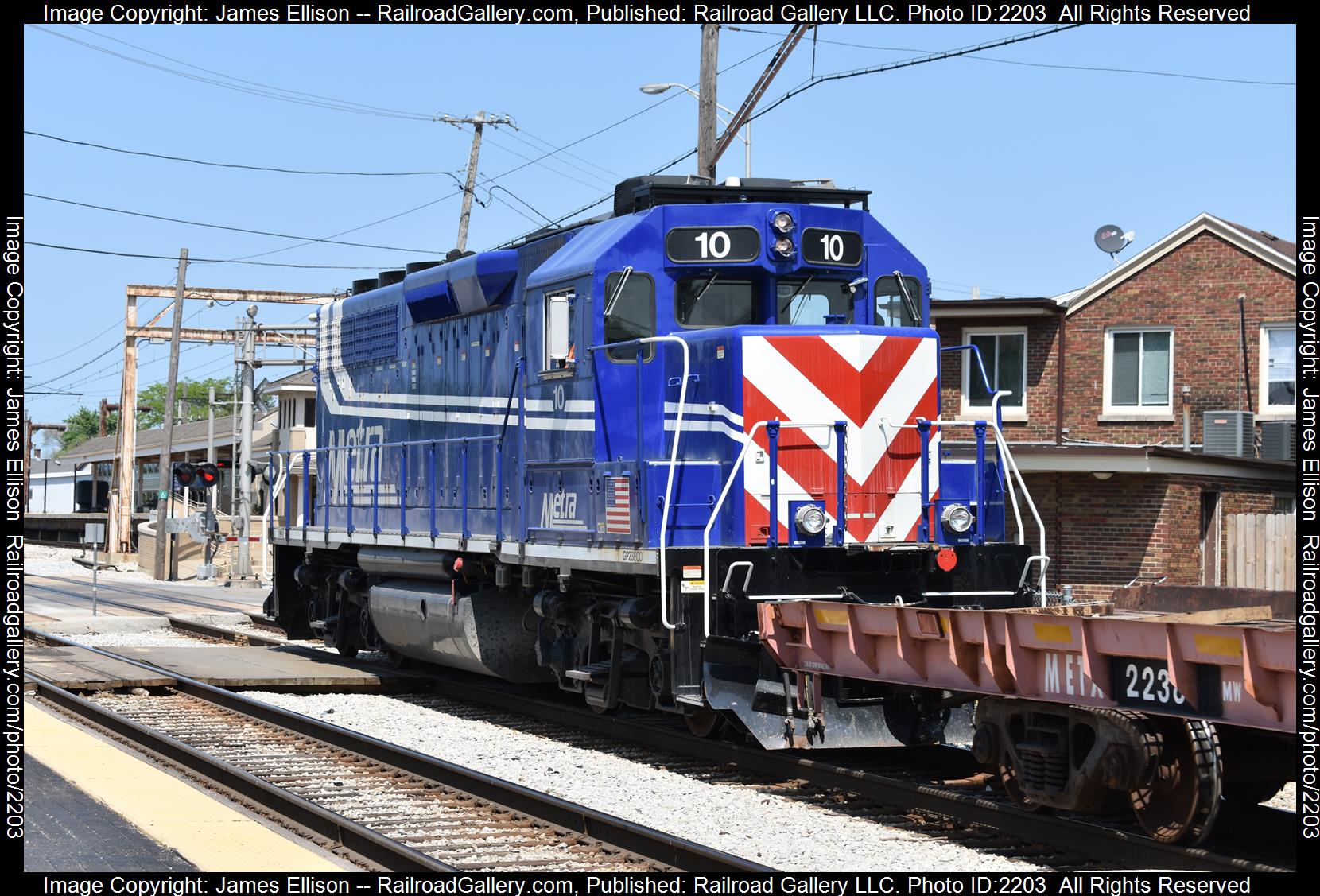 METX 10 is a class EMD GP23ECO and  is pictured in Blue Island, Illinois, USA.  This was taken along the Iowa Interstate/Metra Ex-Rock Island on the Metra. Photo Copyright: James Ellison uploaded to Railroad Gallery on 07/07/2023. This photograph of METX 10 was taken on Saturday, May 20, 2023. All Rights Reserved. 