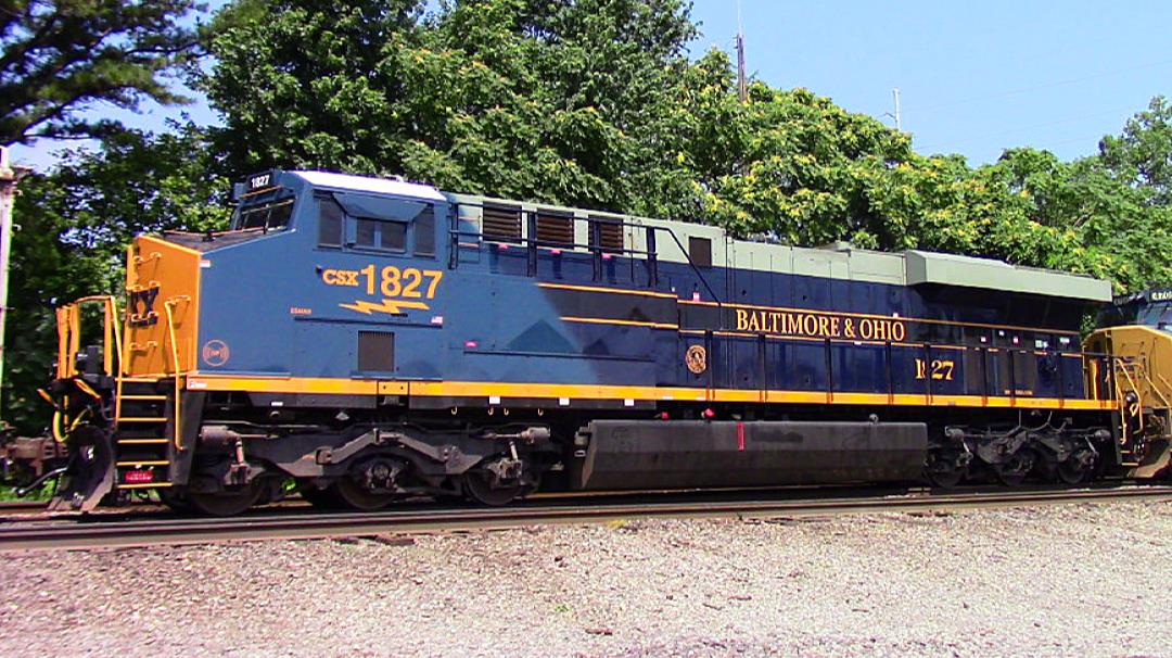 CSX 1827 is a class GE ES44AC and  is pictured in Evansville, Indiana, USA.  This was taken along the CSX CE&D subdivision on the CSX Transportation. Photo Copyright: Blaise Lambert uploaded to Railroad Gallery on 07/09/2023. This photograph of CSX 1827 was taken on Monday, July 03, 2023. All Rights Reserved. 