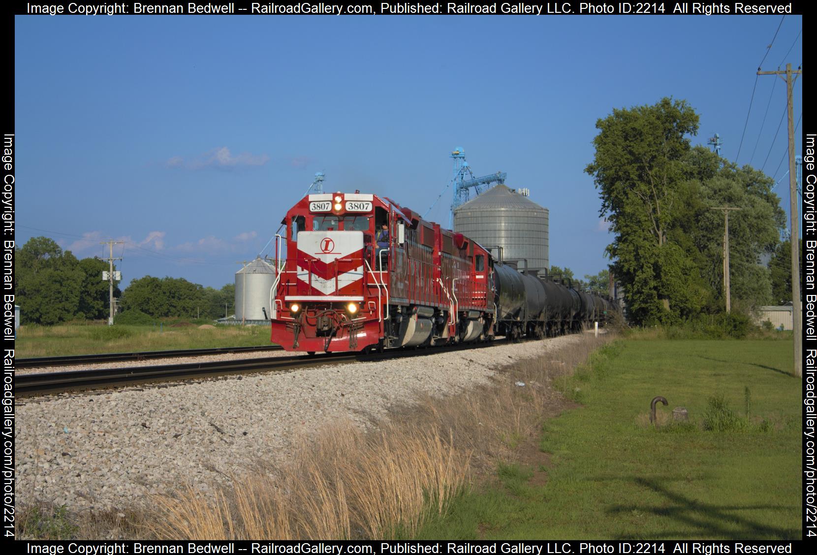 INRD 3807 is a class GP38-2 and  is pictured in Palestine, Illinois, United States.  This was taken along the Indianapolis Subdivision on the Indiana Rail Road. Photo Copyright: Brennan Bedwell uploaded to Railroad Gallery on 07/10/2023. This photograph of INRD 3807 was taken on Monday, July 10, 2023. All Rights Reserved. 