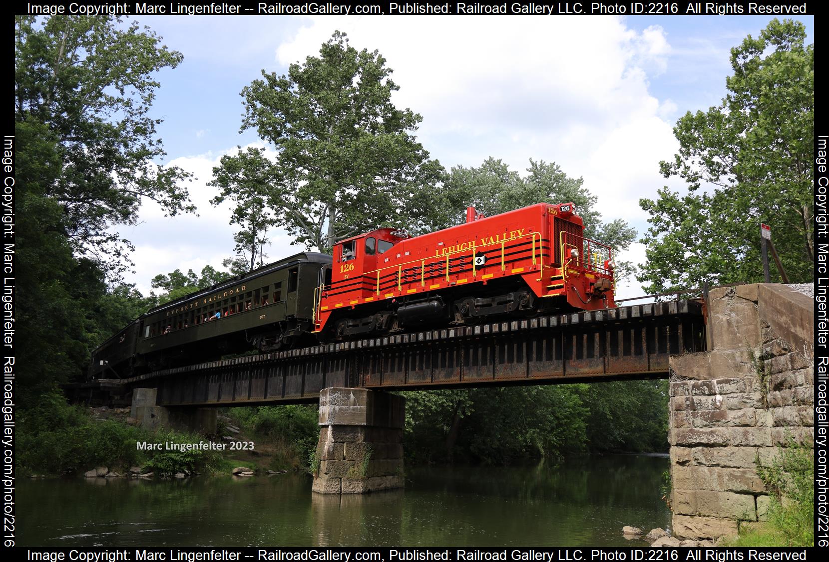 LV 126 is a class EMD SW9 and  is pictured in Hollidaysburg, Pennsylvania, USA.  This was taken along the Everett RR Mainline on the Lehigh Railway/Everett Railroad. Photo Copyright: Marc Lingenfelter uploaded to Railroad Gallery on 07/12/2023. This photograph of LV 126 was taken on Tuesday, July 11, 2023. All Rights Reserved. 