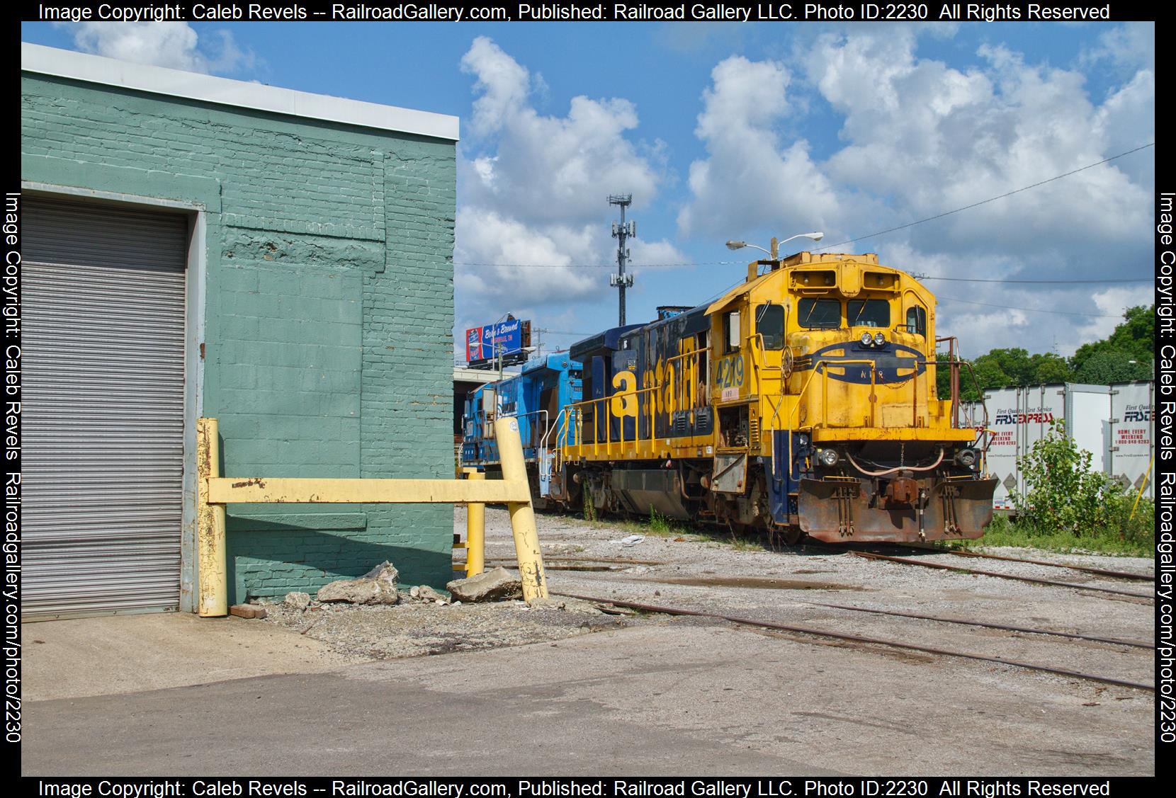 NWR 4219 is a class GE B23-7 and  is pictured in Nashville , Tennessee, USA.  This was taken along the Nashville & Western  on the Nashville and Western Railroad. Photo Copyright: Caleb Revels uploaded to Railroad Gallery on 07/22/2023. This photograph of NWR 4219 was taken on Saturday, July 22, 2023. All Rights Reserved. 