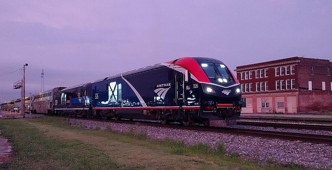 AMTK 326 is a class Siemens ALC-42 and  is pictured in Centralia, Illinois, USA.  This was taken along the CN Centralia subdivision on the Amtrak. Photo Copyright: Blaise Lambert uploaded to Railroad Gallery on 07/26/2023. This photograph of AMTK 326 was taken on Wednesday, July 19, 2023. All Rights Reserved. 