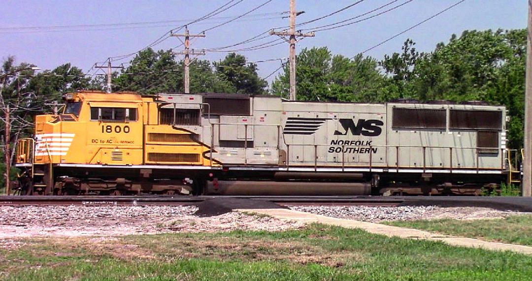 NS 1800 is a class EMD SD70ACC and  is pictured in Centralia, Illinois, USA.  This was taken along the NS Southern West district on the Norfolk Southern. Photo Copyright: Blaise Lambert uploaded to Railroad Gallery on 07/29/2023. This photograph of NS 1800 was taken on Thursday, July 27, 2023. All Rights Reserved. 