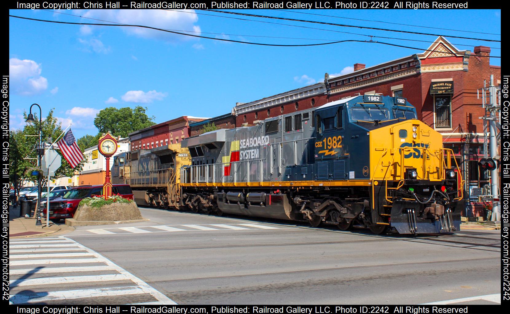 CSXT 1982 is a class GE ES44AC and  is pictured in La Grange, Kentucky, United States.  This was taken along the LCL Subdivision  on the CSX Transportation. Photo Copyright: Chris Hall uploaded to Railroad Gallery on 07/31/2023. This photograph of CSXT 1982 was taken on Monday, July 10, 2023. All Rights Reserved. 