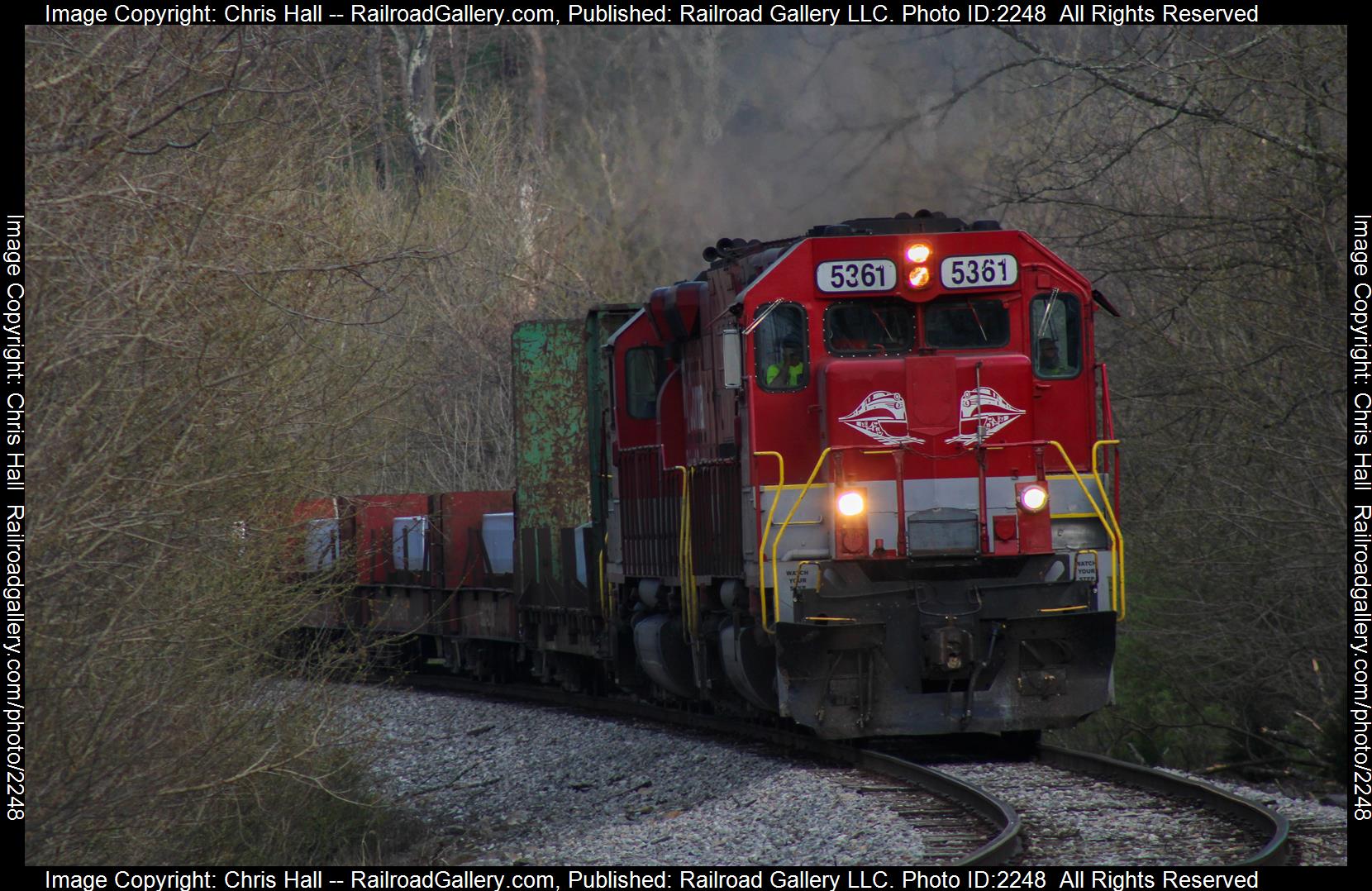 RJCC 5361 is a class EMD SD40T-2 and  is pictured in Frankfort , Kentucky , United States.  This was taken along the Old Road Subdivision  on the R.J. Corman Railroad/Central Kentucky Lines. Photo Copyright: Chris Hall uploaded to Railroad Gallery on 08/04/2023. This photograph of RJCC 5361 was taken on Monday, March 27, 2023. All Rights Reserved. 