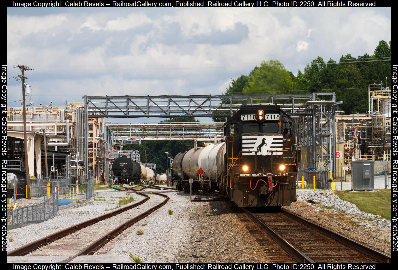 NS 7118 is a class EMD GP60 and  is pictured in Whitestone , South Carolina, USA.  This was taken along the Norfolk Southern W Line  on the Norfolk Southern. Photo Copyright: Caleb Revels uploaded to Railroad Gallery on 08/05/2023. This photograph of NS 7118 was taken on Friday, July 14, 2023. All Rights Reserved. 