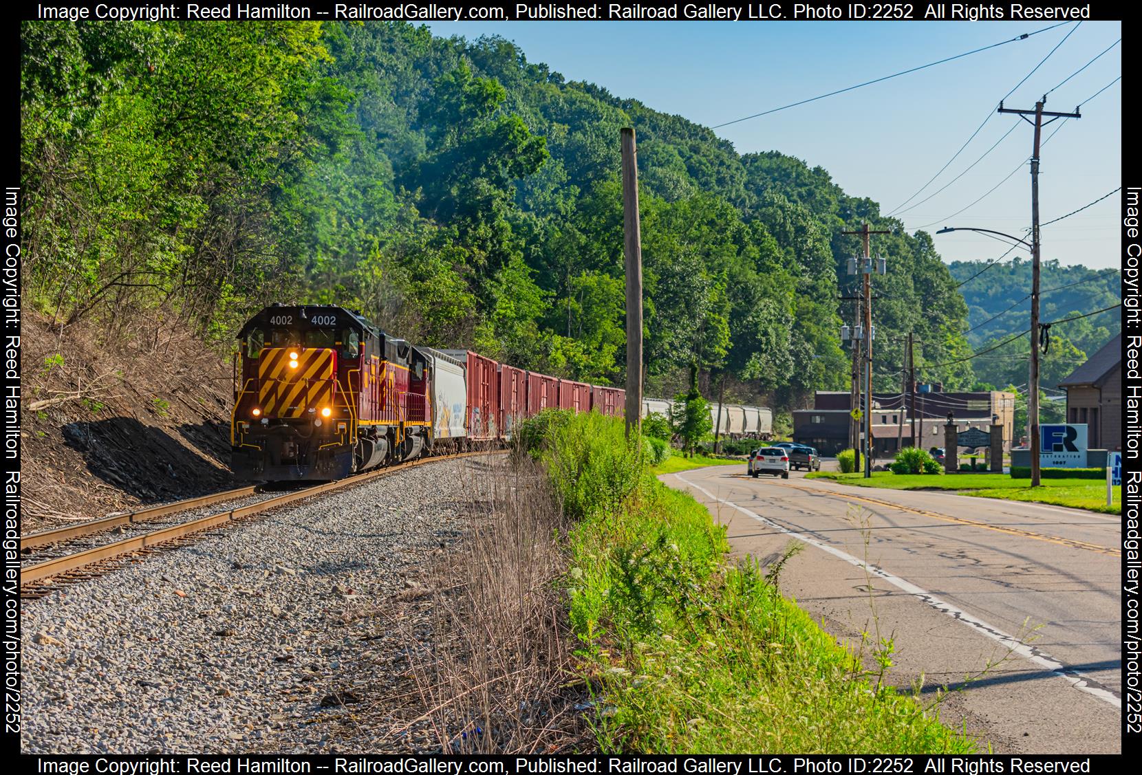 AVR 4002 is a class EMD GP40-3 and  is pictured in New Homestead, Pennsylvania, United States.  This was taken along the Washington Sub on the Allegheny Valley Railroad. Photo Copyright: Reed Hamilton uploaded to Railroad Gallery on 08/07/2023. This photograph of AVR 4002 was taken on Monday, July 31, 2023. All Rights Reserved. 