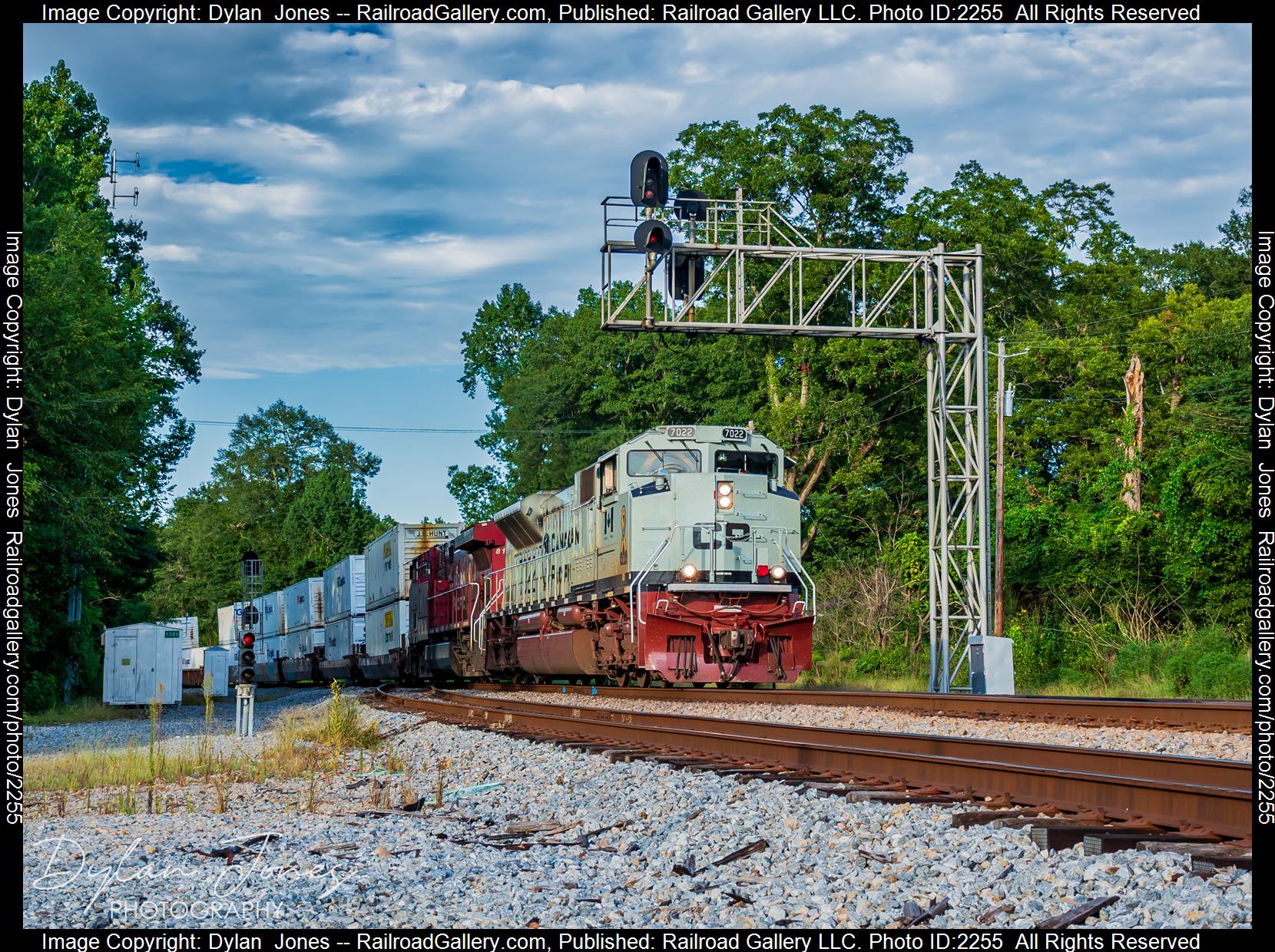 CP 7022 is a class EMD SD70ACU and  is pictured in York, Alabama, USA.  This was taken along the AGS South End on the Norfolk Southern. Photo Copyright: Dylan  Jones uploaded to Railroad Gallery on 08/08/2023. This photograph of CP 7022 was taken on Tuesday, August 08, 2023. All Rights Reserved. 