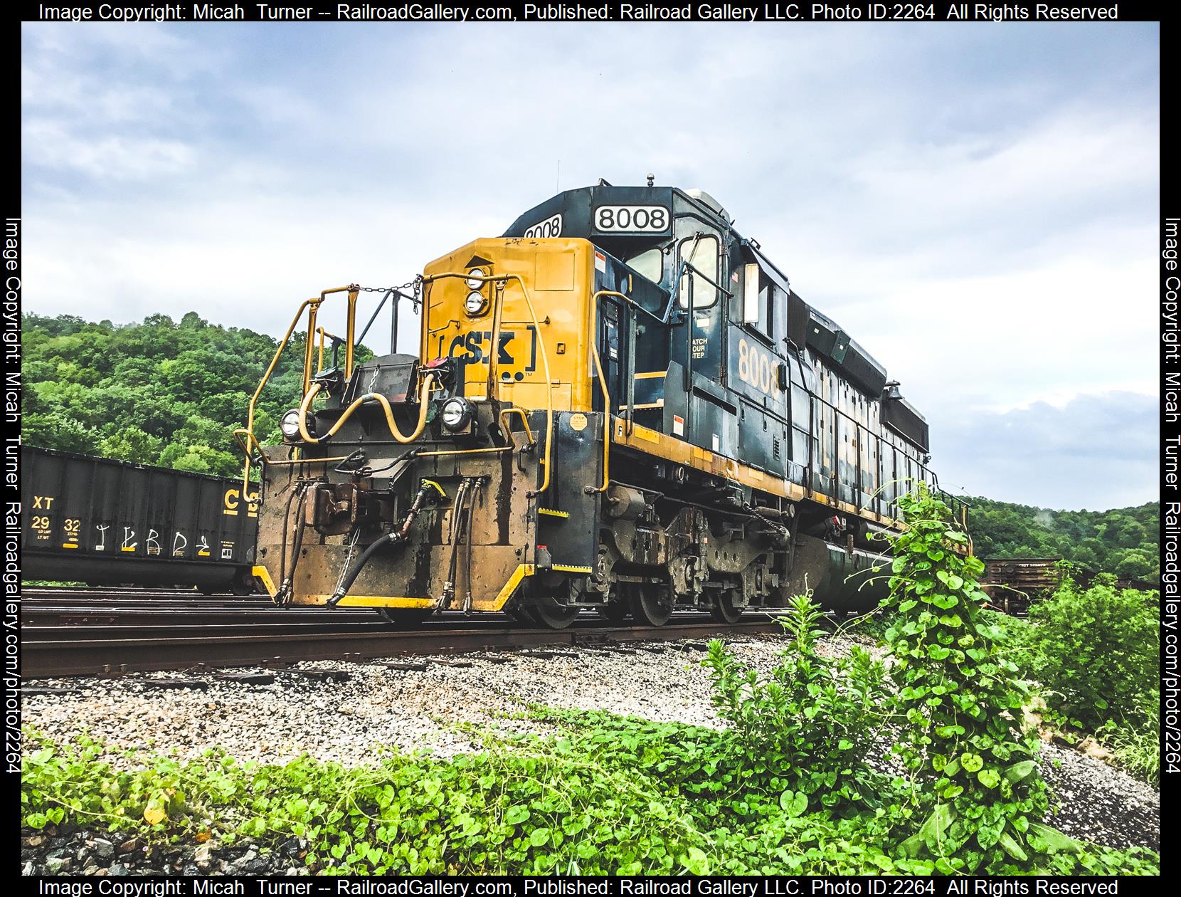 W455, 8008 is a class SD40-2 and  is pictured in Loyall, Kentucky, USA.  This was taken along the Cumberland Valley Subdivision on the CSX Transportation. Photo Copyright: Micah  Turner uploaded to Railroad Gallery on 08/11/2023. This photograph of W455, 8008 was taken on Friday, August 14, 2020. All Rights Reserved. 