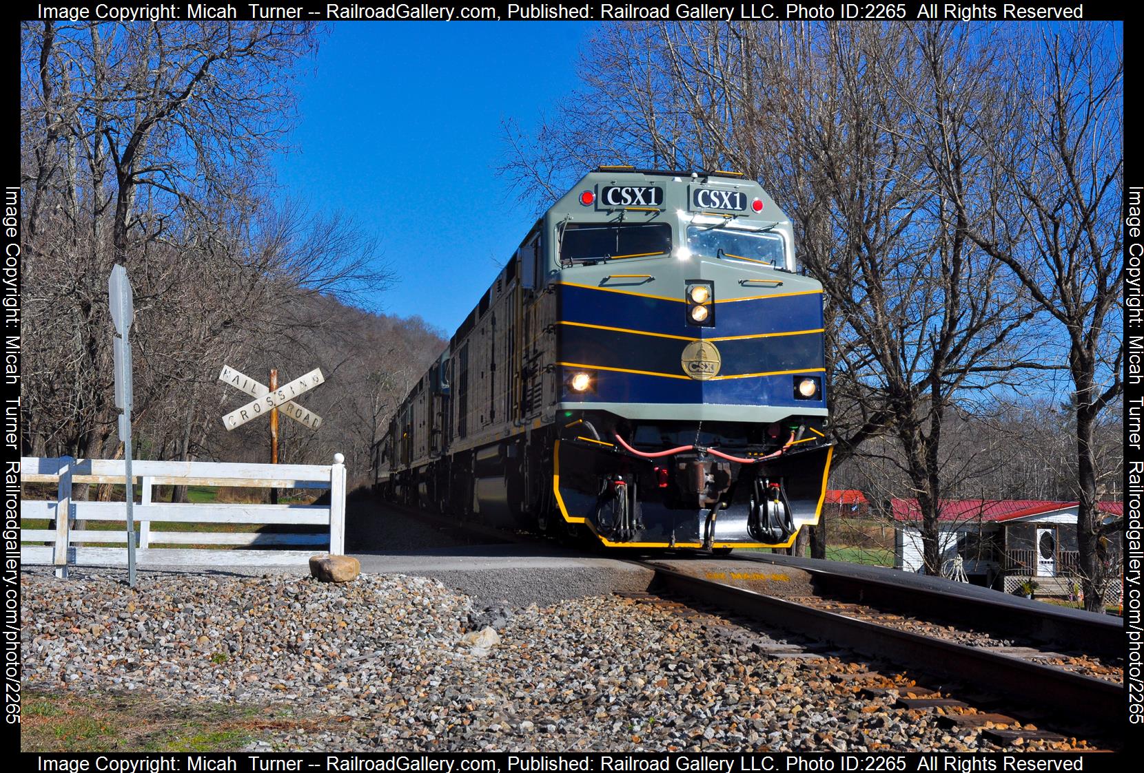 P001, CSX 1, CSX 2, CSX 3 is a class F40PH-2 and  is pictured in Dungannon, Virginia, USA.  This was taken along the Kingsport Subdivision on the CSX Transportation. Photo Copyright: Micah  Turner uploaded to Railroad Gallery on 08/11/2023. This photograph of P001, CSX 1, CSX 2, CSX 3 was taken on Saturday, November 19, 2022. All Rights Reserved. 