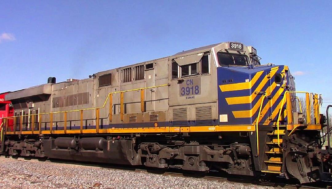 CN 3918 is a class GE ES44AC and  is pictured in Ashley, Illinois, USA.  This was taken along the CN Centralia subdivision on the Canadian National Railway. Photo Copyright: Blaise Lambert uploaded to Railroad Gallery on 08/14/2023. This photograph of CN 3918 was taken on Tuesday, March 14, 2023. All Rights Reserved. 