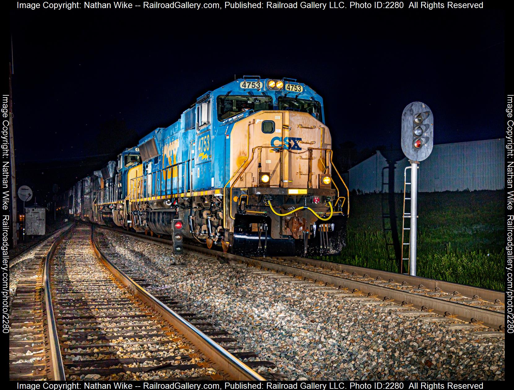 CSXT 4753 is a class sd70mac and  is pictured in Unicoi, Tennesee , United States.  This was taken along the Blue Ridge Subdivision  on the CSX Transportation. Photo Copyright: Nathan Wike uploaded to Railroad Gallery on 08/15/2023. This photograph of CSXT 4753 was taken on Sunday, August 13, 2023. All Rights Reserved. 