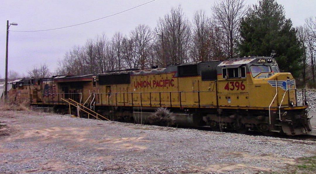 UP 4396 is a class EMD SD70M and  is pictured in Salem, Illinois, USA.  This was taken along the UP Salem subdivision on the Union Pacific Railroad. Photo Copyright: Blaise Lambert uploaded to Railroad Gallery on 08/28/2023. This photograph of UP 4396 was taken on Thursday, May 26, 2022. All Rights Reserved. 