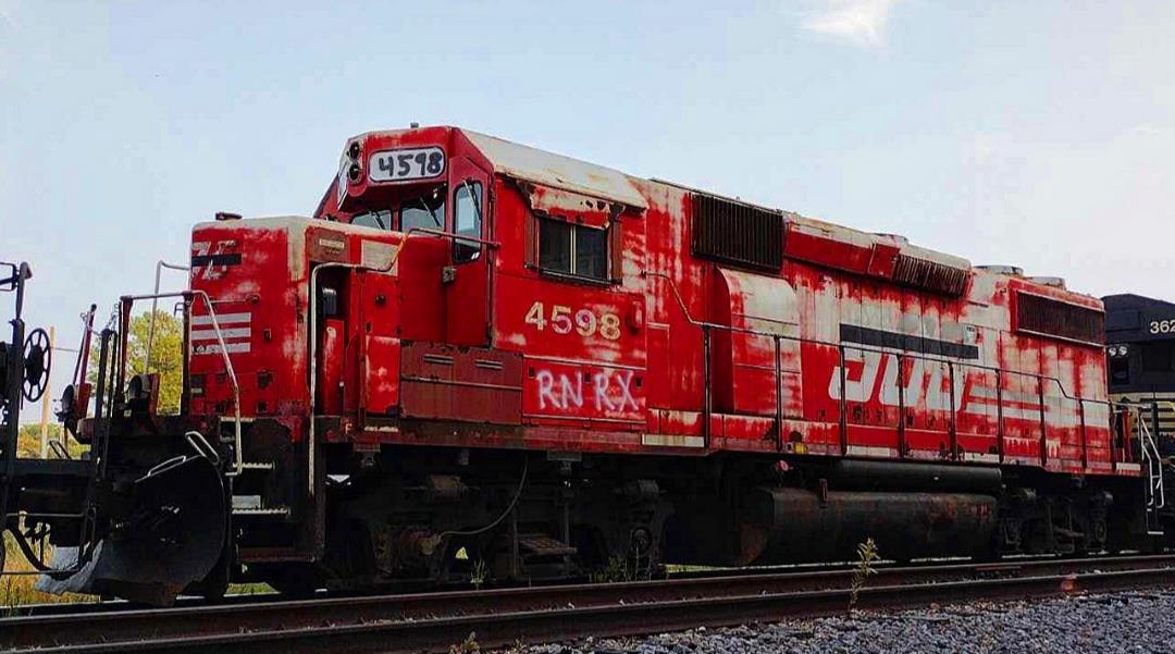 RNRX 4598 is a class EMD GP39-2 and  is pictured in Centralia, Illinois, USA.  This was taken along the NS Southern West district on the SOO Line. Photo Copyright: Blaise Lambert uploaded to Railroad Gallery on 08/31/2023. This photograph of RNRX 4598 was taken on Tuesday, August 29, 2023. All Rights Reserved. 