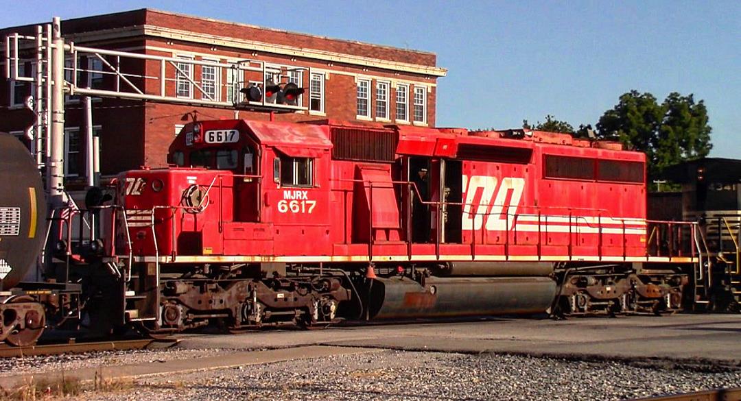 SOO 6617 is a class EMD SD40-2 and  is pictured in Centralia, Illinois, USA.  This was taken along the NS Southern West district on the SOO Line. Photo Copyright: Blaise Lambert uploaded to Railroad Gallery on 08/31/2023. This photograph of SOO 6617 was taken on Thursday, August 31, 2023. All Rights Reserved. 