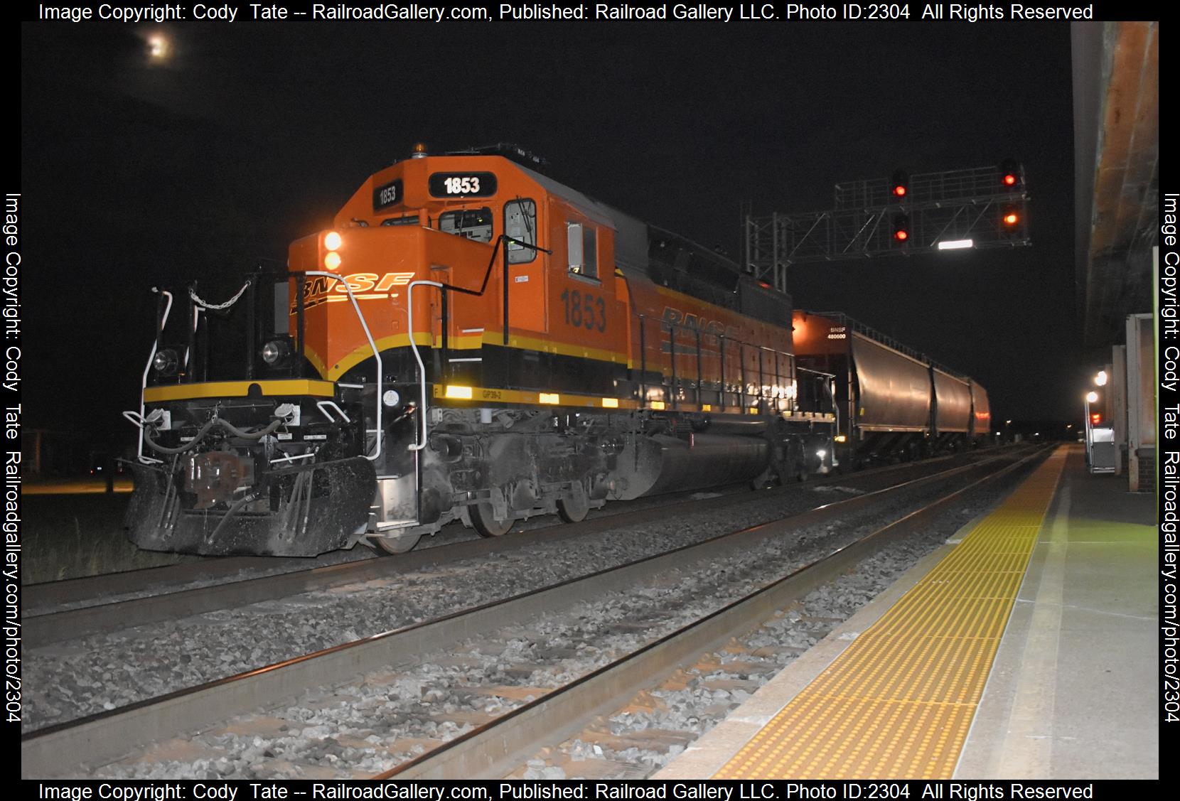 BNSF 1853 is a class GP39-2 and  is pictured in Galesburg , IL, USA.  This was taken along the Galesburg yard on the BNSF Railway. Photo Copyright: Cody  Tate uploaded to Railroad Gallery on 09/03/2023. This photograph of BNSF 1853 was taken on Saturday, August 26, 2023. All Rights Reserved. 