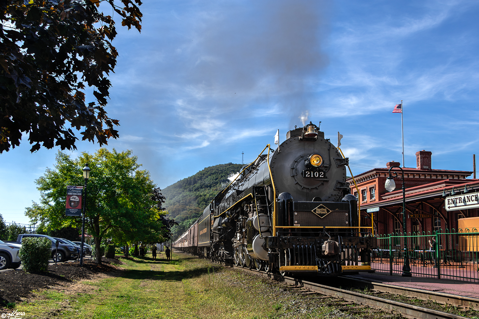 RDG 2102 is a class T-1 and  is pictured in Tamaqua, Pennsylvania, USA.  This was taken along the Tamaqua Station on the Reading Company. Photo Copyright: Mark Turkovich uploaded to Railroad Gallery on 09/09/2023. This photograph of RDG 2102 was taken on Saturday, September 02, 2023. All Rights Reserved. 