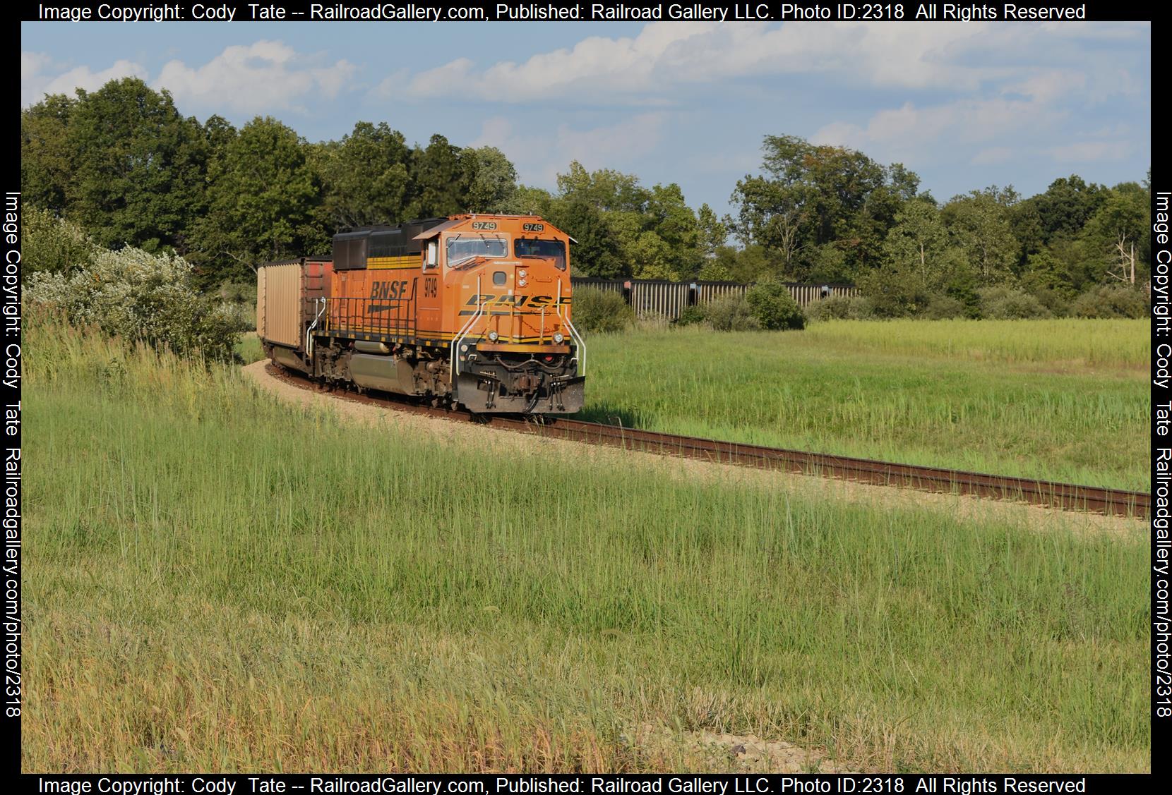 BNSF 9749 is a class SD70MACe and  is pictured in Newton , Illinois, USA.  This was taken along the CN Effingham sub on the BNSF Railway. Photo Copyright: Cody  Tate uploaded to Railroad Gallery on 09/13/2023. This photograph of BNSF 9749 was taken on Monday, September 04, 2023. All Rights Reserved. 