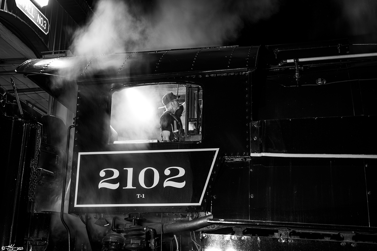 RDG 2102 is a class T-1 and  is pictured in Port Clinton, Pennsylvania, USA.  This was taken along the Reading & Northern Steam Shop on the Reading Company. Photo Copyright: Mark Turkovich uploaded to Railroad Gallery on 09/15/2023. This photograph of RDG 2102 was taken on Saturday, September 02, 2023. All Rights Reserved. 