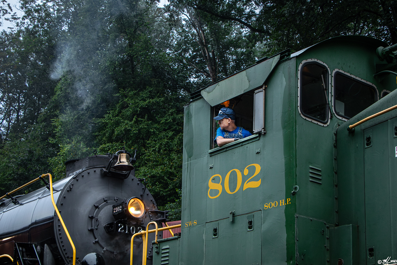 RDG 2102 is a class T-1 and  is pictured in Port Clinton, Pennsylvania, USA.  This was taken along the Reading & Northern Steam Shop on the Reading Company. Photo Copyright: Mark Turkovich uploaded to Railroad Gallery on 09/18/2023. This photograph of RDG 2102 was taken on Sunday, August 13, 2023. All Rights Reserved. 