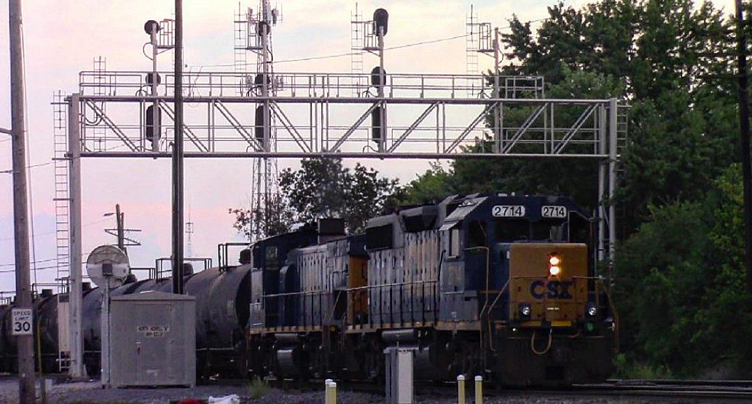 CSX 2714 is a class EMD GP38-2 and  is pictured in Evansville, Indiana, USA.  This was taken along the CSX CE&D subdivision on the CSX Transportation. Photo Copyright: Blaise Lambert uploaded to Railroad Gallery on 09/25/2023. This photograph of CSX 2714 was taken on Monday, September 05, 2022. All Rights Reserved. 