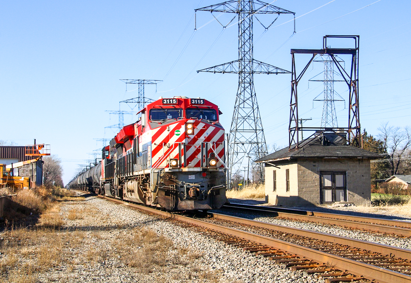 CN 3115 is a class GE ES44AC and  is pictured in Frankfort, Illinois, USA.  This was taken along the Matteson on the Canadian National Railway. Photo Copyright: Lawrence Amaloo uploaded to Railroad Gallery on 11/25/2022. This photograph of CN 3115 was taken on Friday, November 25, 2022. All Rights Reserved. 