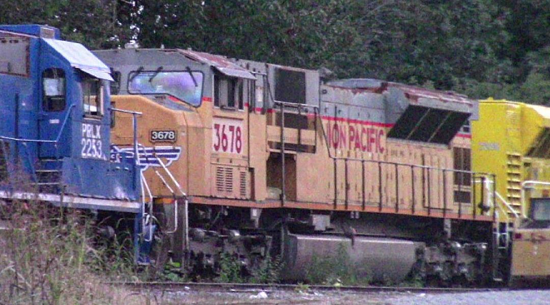 UP 3678 is a class EMD SD9043MAC and  is pictured in Mayfield, Kentucky, USA.  This was taken along the Progress Rail on the Union Pacific Railroad. Photo Copyright: Blaise Lambert uploaded to Railroad Gallery on 10/12/2023. This photograph of UP 3678 was taken on Monday, October 09, 2023. All Rights Reserved. 