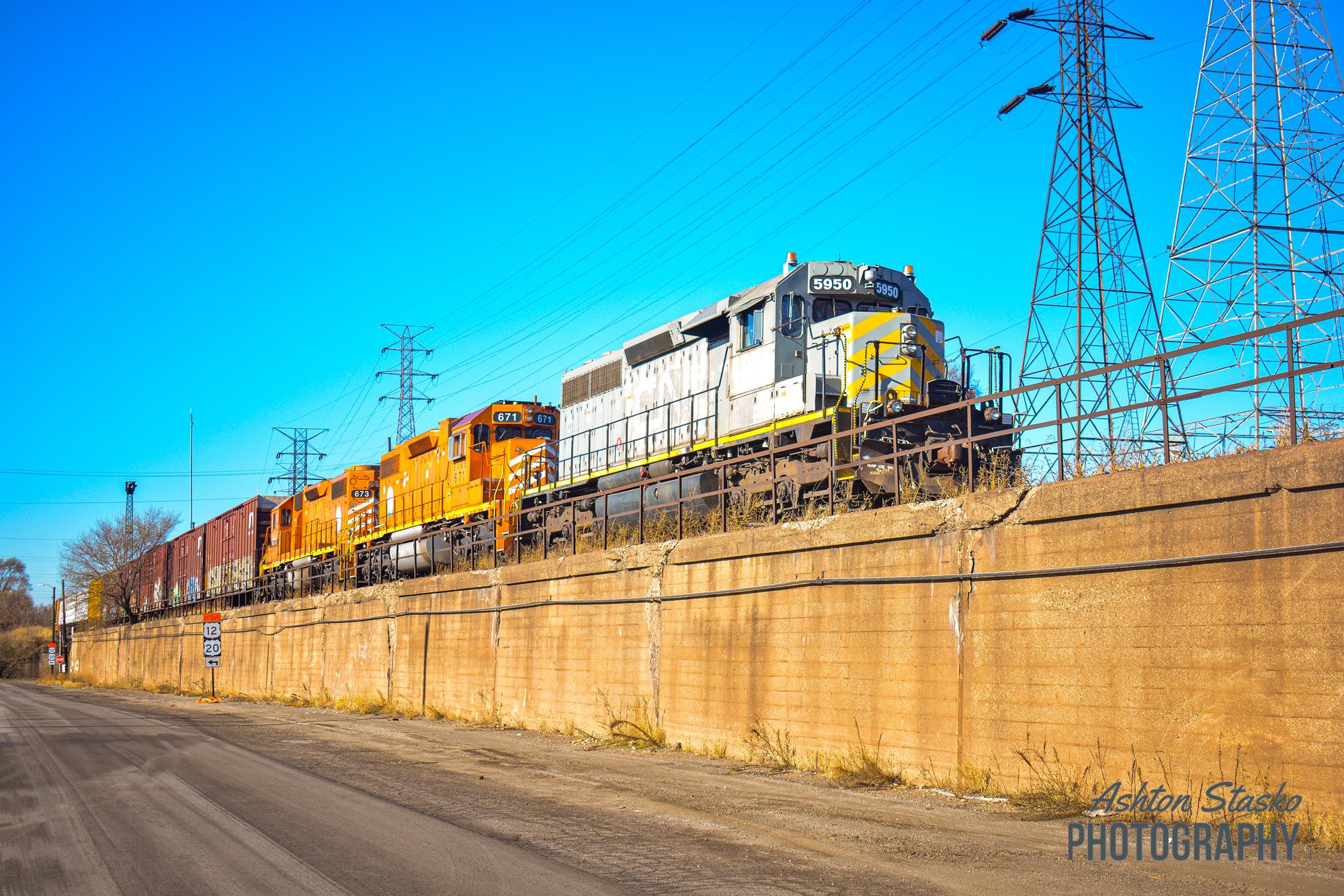 5950 is a class SD40-3 and  is pictured in Gary , Indiana , United States .  This was taken along the Mattson Subdivision  on the Canadian National Railway. Photo Copyright: Ashton  Stasko  uploaded to Railroad Gallery on 11/25/2022. This photograph of 5950 was taken on Friday, November 25, 2022. All Rights Reserved. 