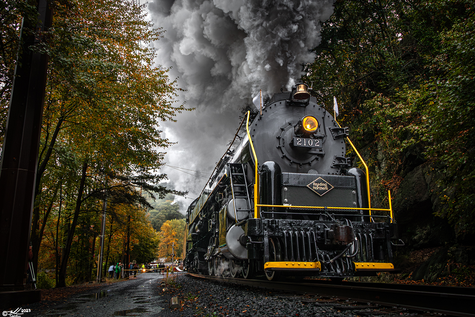 RDG 2102 is a class T-1 and  is pictured in Port Clinton, Pennsylvania, USA.  This was taken along the Reading & Northern Steam Shop on the Reading Company. Photo Copyright: Mark Turkovich uploaded to Railroad Gallery on 10/17/2023. This photograph of RDG 2102 was taken on Saturday, October 14, 2023. All Rights Reserved. 