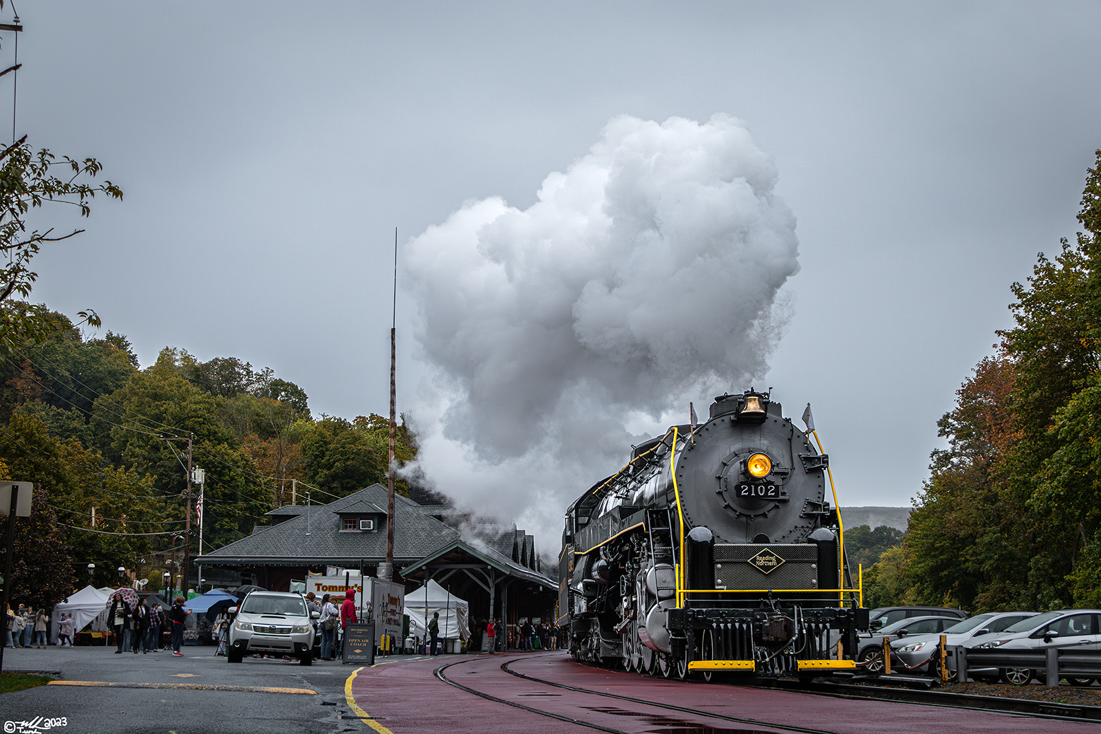 RDG 2102 is a class T-1 and  is pictured in Jim Thorpe, Pennsylvania, USA.  This was taken along the Jim Thorpe on the Reading Company. Photo Copyright: Mark Turkovich uploaded to Railroad Gallery on 10/18/2023. This photograph of RDG 2102 was taken on Saturday, October 14, 2023. All Rights Reserved. 