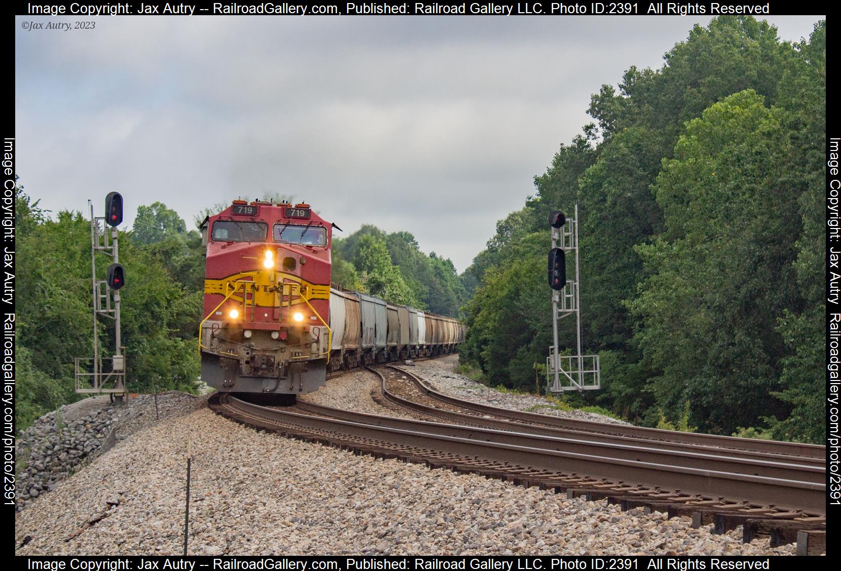 BNSF 719 is a class C44-9W and  is pictured in Kelly, Kentucky, USA.  This was taken along the Henderson Subdivision on the CSX. Photo Copyright: Jax Autry uploaded to Railroad Gallery on 10/18/2023. This photograph of BNSF 719 was taken on Sunday, August 06, 2023. All Rights Reserved. 