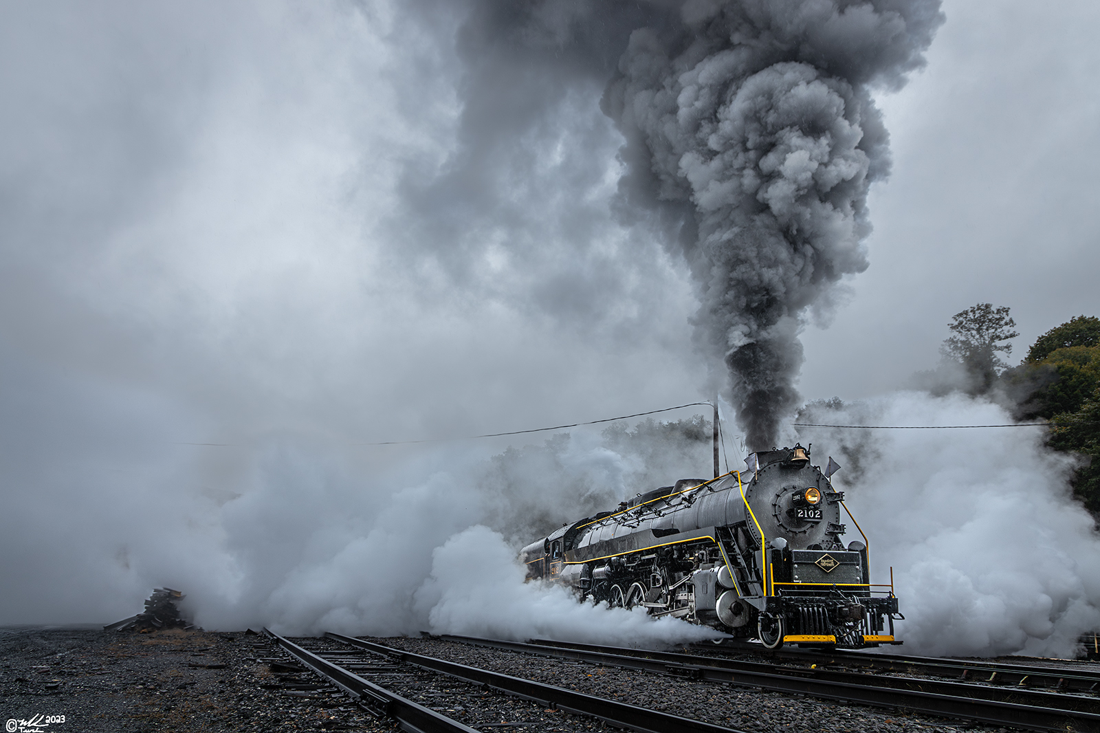 RDG 2102 is a class T-1 and  is pictured in Jim Thorpe, Pennsylvania, USA.  This was taken along the Jim Thorpe on the Reading Company. Photo Copyright: Mark Turkovich uploaded to Railroad Gallery on 10/20/2023. This photograph of RDG 2102 was taken on Saturday, October 14, 2023. All Rights Reserved. 