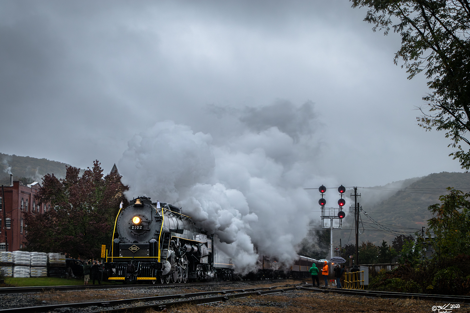 RDG 2102 is a class T-1 and  is pictured in Tamaqua, Pennsylvania, USA.  This was taken along the Tamaqua on the Reading Company. Photo Copyright: Mark Turkovich uploaded to Railroad Gallery on 10/20/2023. This photograph of RDG 2102 was taken on Saturday, October 14, 2023. All Rights Reserved. 