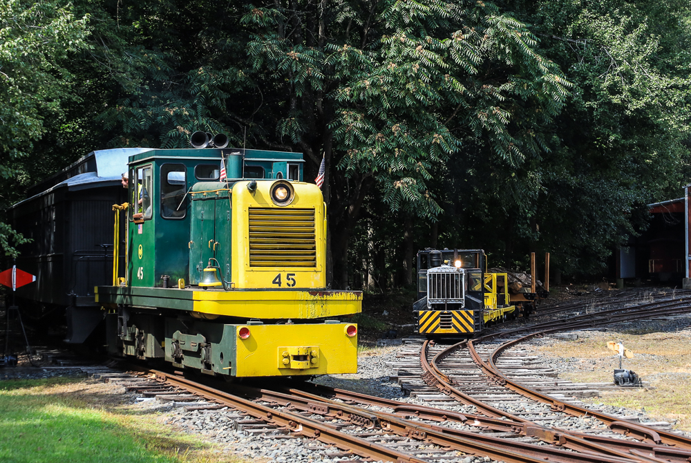 PCRR 45  is a class GE 50-Ton and  is pictured in Farmingdale , New Jersey, USA.  This was taken along the Pine Creek Railroad  on the Pine Creek Railroad . Photo Copyright: Edan  Davis  uploaded to Railroad Gallery on 10/22/2023. This photograph of PCRR 45  was taken on Saturday, September 09, 2023. All Rights Reserved. 