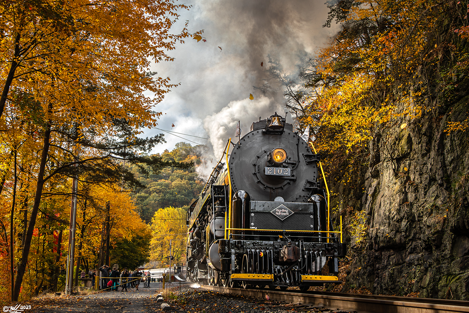 RDG 2102 is a class T-1 and  is pictured in Port Clinton, Pennsylvania, USA.  This was taken along the Reading & Northern Steam Shop on the Reading Company. Photo Copyright: Mark Turkovich uploaded to Railroad Gallery on 10/24/2023. This photograph of RDG 2102 was taken on Saturday, October 21, 2023. All Rights Reserved. 