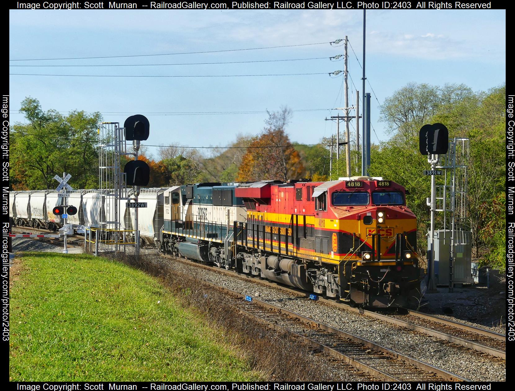 KCS 4818 is a class GE ES44AC and  is pictured in Linden , New York, United States.  This was taken along the Southern Tier Line on the Norfolk Southern. Photo Copyright: Scott  Murnan  uploaded to Railroad Gallery on 10/24/2023. This photograph of KCS 4818 was taken on Tuesday, October 24, 2023. All Rights Reserved. 