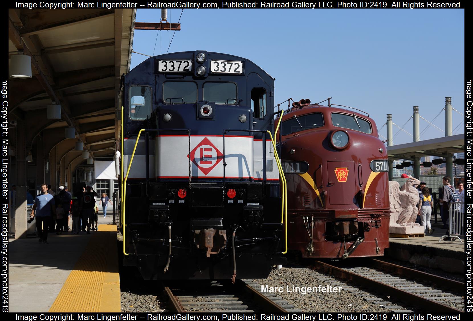 NJT 3372 is a class GE U34CH and  is pictured in Hoboken, New Jersey, USA.  This was taken along the Hoboken Terminal on the New Jersey Transit. Photo Copyright: Marc Lingenfelter uploaded to Railroad Gallery on 11/05/2023. This photograph of NJT 3372 was taken on Sunday, October 01, 2023. All Rights Reserved. 