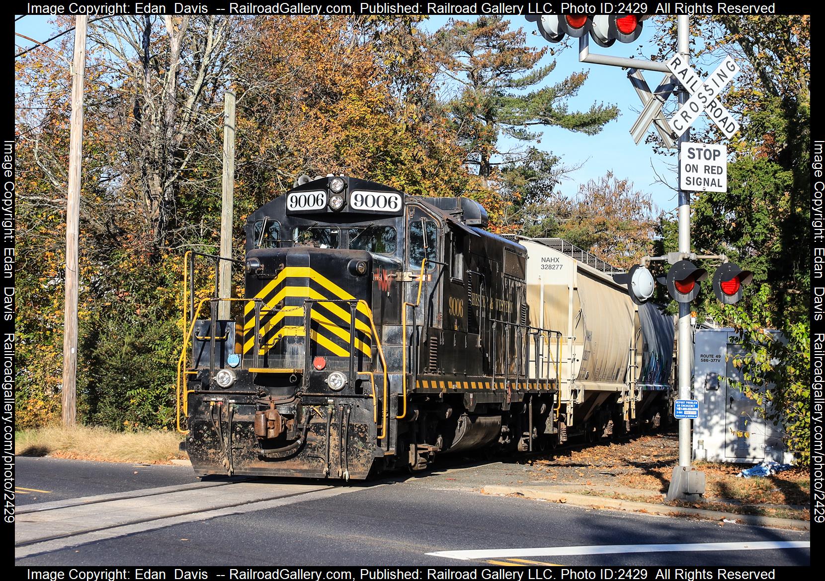 WW 9006 is a class EMD GP9 and  is pictured in Millville, New Jersey, USA.  This was taken along the Millville Industrial  on the Winchester and Western Railroad. Photo Copyright: Edan  Davis  uploaded to Railroad Gallery on 11/10/2023. This photograph of WW 9006 was taken on Sunday, November 05, 2023. All Rights Reserved. 