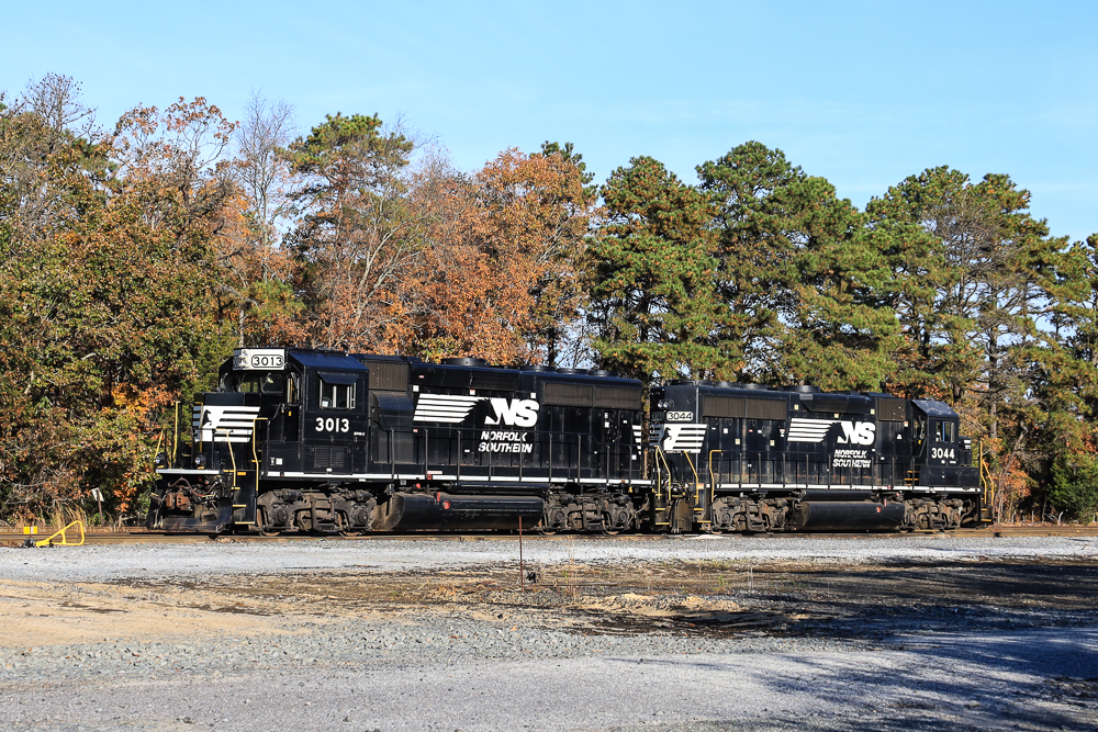 NS 3013 is a class EMD GP40-2 and  is pictured in Millville, New Jersey, USA.  This was taken along the Millville Yard  on the Conrail Shared Assets . Photo Copyright: Edan  Davis  uploaded to Railroad Gallery on 11/10/2023. This photograph of NS 3013 was taken on Monday, November 06, 2023. All Rights Reserved. 