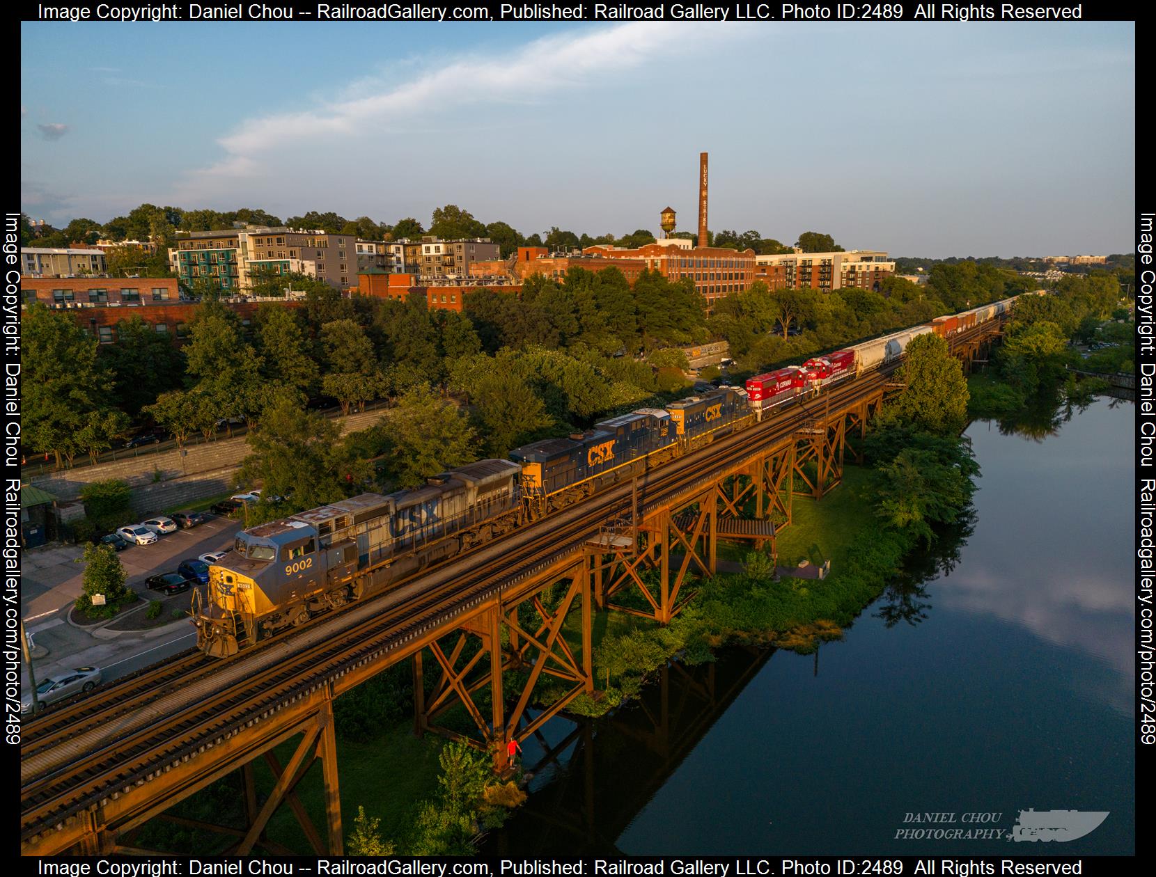 CSXT 9002 is a class C40-9W and  is pictured in Richmond, Virginia, United States.  This was taken along the Peninsula Subdivision on the CSX Transportation. Photo Copyright: Daniel Chou uploaded to Railroad Gallery on 11/24/2023. This photograph of CSXT 9002 was taken on Friday, August 11, 2023. All Rights Reserved. 