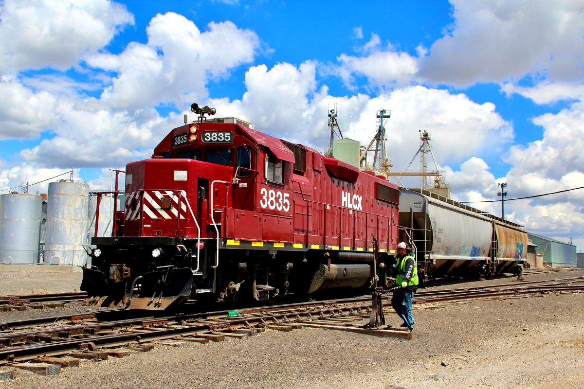 HLCX 3835 is a class GP38-2 and  is pictured in Buhl, Idaho, USA.  This was taken along the Twin Falls on the Eastern Idaho Railroad. Photo Copyright: Rick Doughty uploaded to Railroad Gallery on 11/28/2023. This photograph of HLCX 3835 was taken on Monday, May 10, 2021. All Rights Reserved. 