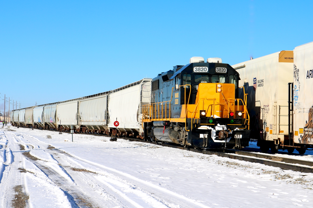 WAMX 3820 is a class GP38-2 and  is pictured in Twin Falls, Idaho, USA.  This was taken along the Twin Falls on the Eastern Idaho Railroad. Photo Copyright: Rick Doughty uploaded to Railroad Gallery on 11/28/2023. This photograph of WAMX 3820 was taken on Tuesday, November 28, 2023. All Rights Reserved. 