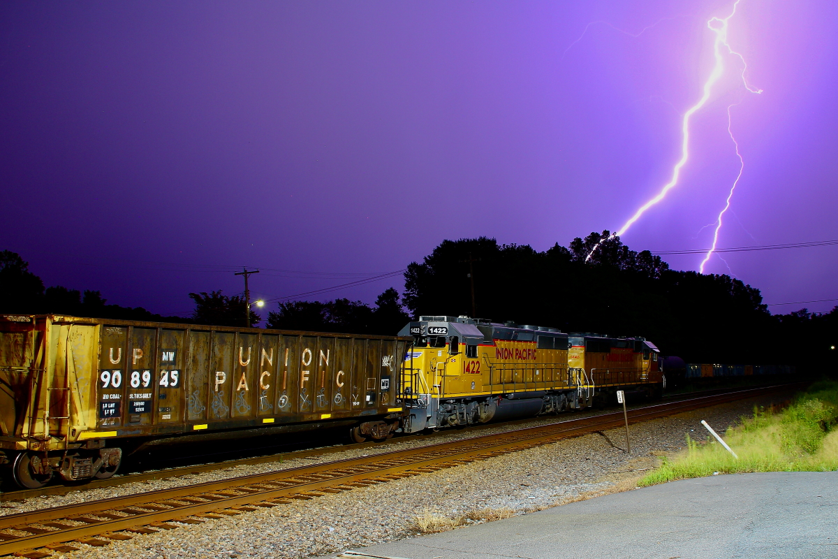 UP 1422, UP 1445 is a class GP40-2 and  is pictured in Malvern, Arkansas, USA.  This was taken along the Little Rock on the Union Pacific Railroad. Photo Copyright: Rick Doughty uploaded to Railroad Gallery on 11/28/2023. This photograph of UP 1422, UP 1445 was taken on Saturday, August 29, 2020. All Rights Reserved. 