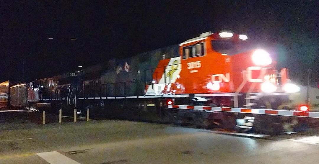 CN 3015 is a class GE ET44AC and  is pictured in Centralia, Illinois, USA.  This was taken along the CN Centralia subdivision on the Canadian National Railway. Photo Copyright: Blaise Lambert uploaded to Railroad Gallery on 11/28/2023. This photograph of CN 3015 was taken on Tuesday, October 24, 2023. All Rights Reserved. 