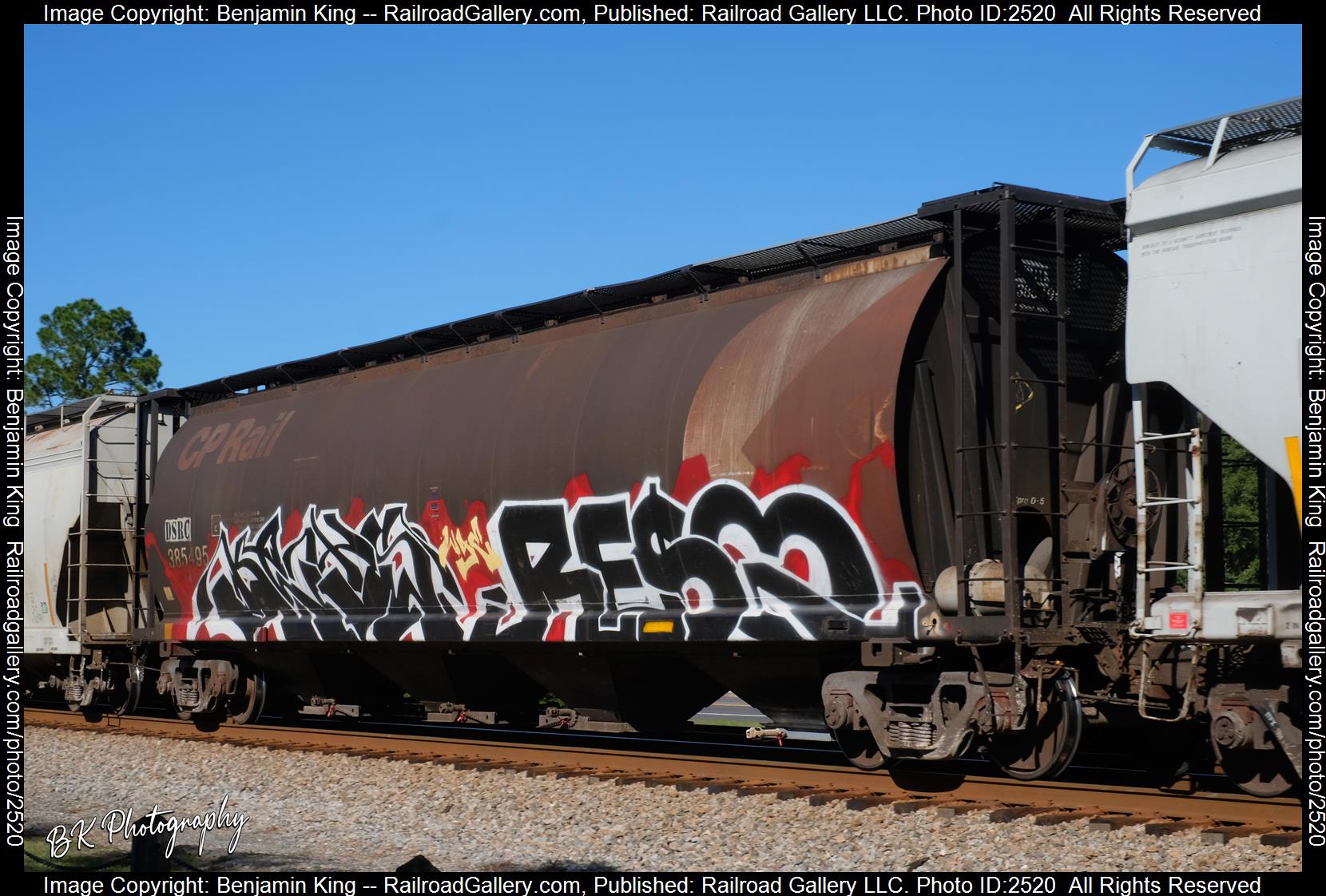 DSRC 385495 is a class C113 Covered Hopper 4550 Cu Ft and  is pictured in Folkston, Georgia, USA.  This was taken along the CSXT Nahunta Subdivision on the CSX Transportation. Photo Copyright: Benjamin King uploaded to Railroad Gallery on 11/29/2023. This photograph of DSRC 385495 was taken on Sunday, November 07, 2021. All Rights Reserved. 